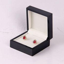 Jewellery Pouches Quality Wooden Cuff Links Gift Box Black Colour Luxurious Carbon Fibre Design Wood Material Cufflinks Display