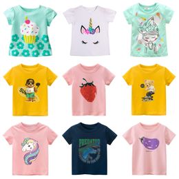 Tshirts Kids Unicorn Dinosaur Cartoon Printed Girls Tees Children Tops Shortsleeve Clothes 230506