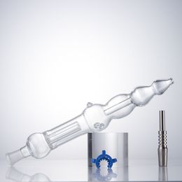 Chinafairprice CSYC NC013 Smoking Pipes Dab Rig Glass Bong 14mm Ceramic Tip Quartz Banger Nail About 10.7 Inches Tube Clear Calabash Style In-Line Water Bubbler Bong