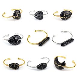 High Standard Various Healing Obsidian Charm Gemstone Bracelet Adjustable Wire Warp Tree of Life Gemstone Bracelet
