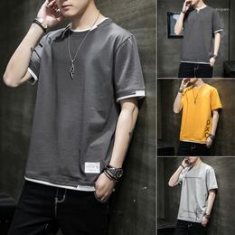 Men's T Shirts 2023 Summer Casual Loose Fit Men T-shirt Simple Solid Color Male Top Man Cotton Short Sleeve Tee