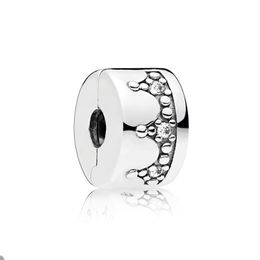 Sparkling Crown Clips Charm for Pandora 925 Sterling Silver Bracelet DIY Making Charms Women Girls Jewelry Accessories Crystal designer Clip with Original Box