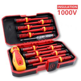 Schroevendraaier 13 Pcs Insulated Screwdriver Set Screw Driver Bit 1000V Magnetic Tip TPR Handle Electrician SoftGrip Slotted Tools With Tester