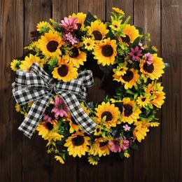 Decorative Flowers Excellent Clear Texture Sunflower Wreath Fine Workmanship Create Atmospheres Wall Mounted Door Hanging