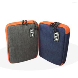 Storage Bags USB Cable Bag Waterproof 2 Layers Portable Travel Dorm Flash Disc Power Wire Backpack Organising Case L Grey