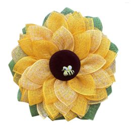 Decorative Flowers Bee Sunflower Wreath Artificial Garland Hanging Pendants For Home Decor Indoor Flute Ornament