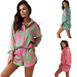 Women's Shorts Women's Clothing 2023 Summer Amazon Print Holiday Wind Lapel Design Sense Shirt Suit Women