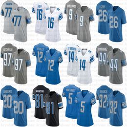 Amon-Ra St. Brown Aidan Hutchinson Football Jersey Jameson Williams Barry Sanders Jared Goff David Montgomery Jahmyr Gibbs Sam LaPorta Jack Campbell