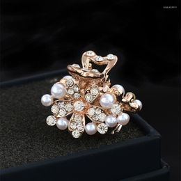 Hair Clips Morkopela Simulated Pearls Flower Small Claw Clip Fashion Women Rhinestone Leaves Crab Accessores Jewellery