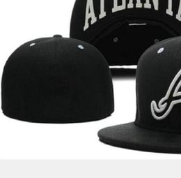 Ready Stock Wholesale High Quality Men's Atlanta Sport Team Fitted Caps Flat Brim on Field Hats Full Closed Design Size 7- Size 8 Fitted Baseball Gorra Casquette A4