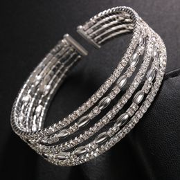 Wedding Bracelets INS new diamond multi-layer bracelet cross-border fashion shiny water drill bracelet opening Jewellery female bracelet