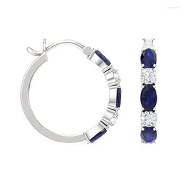 Hoop Earrings CAOSHI Fashion Female With Shiny Blue Crystal Stylish Accessories For Women Trendy Daily Wearable Jewellery Gift