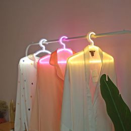 Organization Creative Led Clothes Hanger Neon Light Clothes Hangers Ins Lamp Proposal Romantic Wedding Dress Decorative Clothesrack