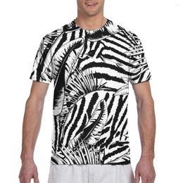 Men's T Shirts Tropical Leaves Zebra Exotic Natural Black Pattern Fashion T-shirt Men 2023 Summer Crew Neck Tshirt Tee