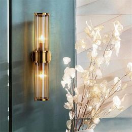 Wall Lamp Modern Luxury Cylindrical Cognac Glass Lamps American Living Room Dining Bedroom Sconce Lights E14 Deco Lighting