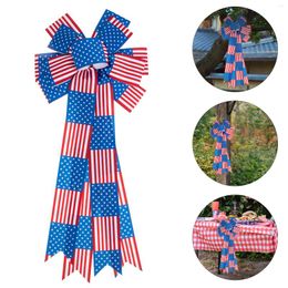 Decorative Flowers Independence Day Wreath Bows Out Door Decor Decorations Outdoor 4th July Ornaments Hanging Patriotic