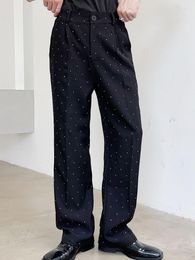Men's Pants 2023Long Pant Male Full Diamond Suit Casual Dot Trousers Harajuku Korean Streetwear Vintage Men's Straight