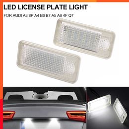 New 2Pcs No Error LED License Plate Light For Audi A3 A4 A8 A6 RS4/RS6 Q7 SET Canbus License Number Plate Lights Car Lamp