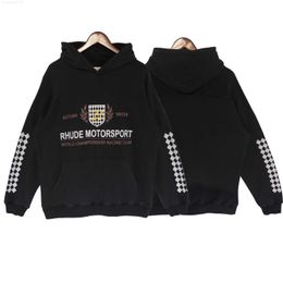 Hoodies Sweater High Edition Early Autumn New Fashion Rhude Street Alphabet Printing Water Washing Men's and Women's Loose Hoodie