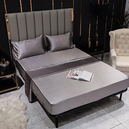 Set Luxury Bed Linen Set Satin Fitted Sheet Flat Sheet Pillow Cases King Queen Twin Bed Sheet Set