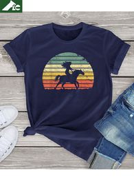 Women's T-Shirt Girl Horse Riding Vintage Cowgirl Texas Ranch Tee Shirt Summer Men Women's Tops Fashion Unisex Oversized Femme T Shirt 230508