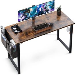 Mesa de redação para computador em casa, 39 polegadas, mesa resistente de escritório, mesa de trabalho com um saco de armazenamento e gancho de fone de ouvido, vintage