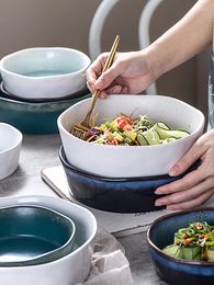 Bowls Large Soup Bowl Ceramic Single Household Creative Restaurant Fruit And Vegetable Salad Shaped Mouth Deep