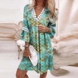Casual Dresses Women 2023 Loose Vintage Sexy Fashion Ruffles Befree Dress Lace Crochet Summer Boho Party Elegant