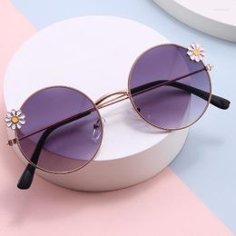 Sunglasses 1pc Kids Children Metal Round Flower Daisy Shades Sun Glasses Boys Girls Creative Eyeglasses UV400 Eyewear