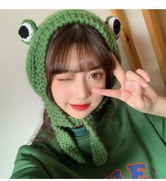 Berets Funny Frog Hat Unisex Women Knitted Winter Warm Beanie Cute Cartoons Crochet Hip-hop Skullies Cap Party Dress Up