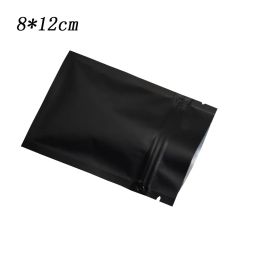 200Pcs 8*12cm Reclosable Matte Black Mylar Foil Bag Resealable Zip Lock Aluminium Foil Food Grade Package Bags with Tear Notch Wholesale