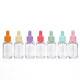 100pcs/lot 1oz 30ml transparent pet dropper bottle color dropper original liquid essence sample sub-bottling