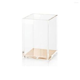 Storage Bottles Nordic Acrylic Transparent Gold Pencil Desk Office Stationery Set Tube Makeup Pen Holder