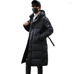 Men's Down Clothing Jackets Long Thick Winter Coat Men Solid Parka Fashion Hooded Casual Costume Outerwear 2023