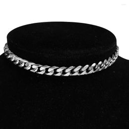 Choker Hip Hop Cuban Link Necklaces Punk Fashion Silver Colour Stainless Steel Neck Chains For Women Collar Jewellery 2023