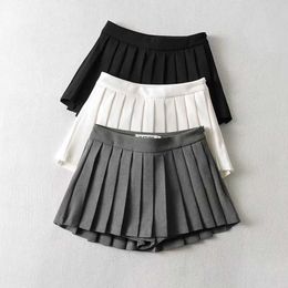Skirts Summer High Waist Skirts Womens Sexy Mini Skirts Vintage Pleated Skirt Korean Tennis Skirts Short White Black P230508