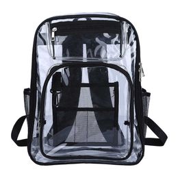 Backpacking Packs Men's Waterproof Backpack School Bag Girls Large Capacity Backpack Solid Clear Backpacks Men's Backpack Transparent Bag mochila P230508