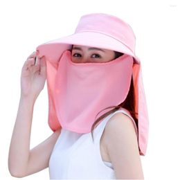 Wide Brim Hats Women Veil Sun Hat Neck Protection Adjustable Face Cover Anti-UV Fishing Removable Outdoor Visor Sunshade Riding