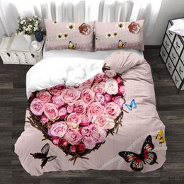 Bedding Sets Roses Flowers Duvet Cover Quilt 3D Digital Printing Fashion Bed Linings Pillowcases For Adult Children Teen