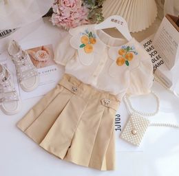 Наборы костюмов в розницу 2023 Baby Girls Boutique Summer Sets Blouse Shorts Fashion Suits Girl 4 9 T 230508