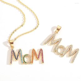 Pendant Necklaces Mother's Day MOM Initial Letter Necklace With Clear Crystal Stone Lovely Copper Zircon Choker Send Mother Jewellery