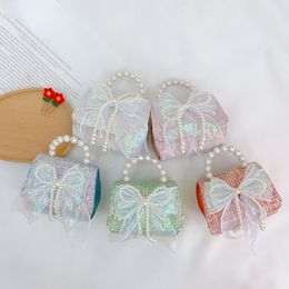 Handbags Kids Mini Handbag Cute Baby Princess Crossbody Bags for Girls Coin Pouch Box Child Bowknot Hand Bags with 230508