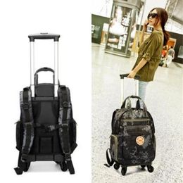Duffel Bags Carry On Luggage Backpack Nylon Travel Trolley Bag With Wheels Cabin Suitcase Wheeled