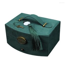 Jewellery Pouches 2023 Velvet Wooden Double Layer Box With Lock 2 Layers Necklace Holder