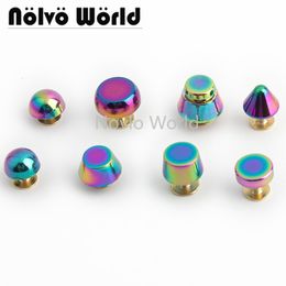Bag Luggage Making Materials 10-200PCS Rainbow Colourful Stud Chicago Screws Solid Copper Screw Rivets for Leather Handbags Belt Cap Decoration Accessrise 230508