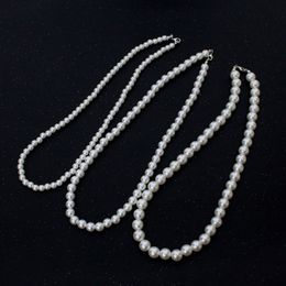 6mm 8mm 10mm 12mm Pearl Beaded Necklaces Jewelry For Women Girl Party Club Wedding Decor Fashion Accessories