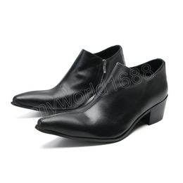 Comfortable Soft Black Leather Ankle Dress Shoes Men Pointed Toe Formal Business Leather Shoes Men Big Sizes