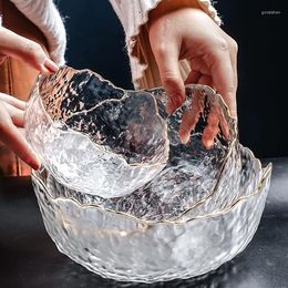 Dinnerware Sets Japanese Glass Bowl Transparent Fruit Plate Home Creative Phnom Penh Salad Girl Heart Dessert Cutlery Set