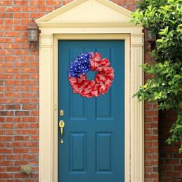 Decorative Flowers Unique Nice-looking Round Shape Front Door 4th Of July Memorial Day Welcome Wreath Plastic Hanging Home Decor