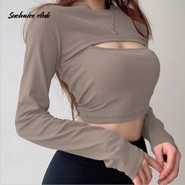 Women's T-Shirt Sexy Hollow Knit Top Sweater Women Party Navel Slim Ribbed Summer Lady Shirts Solid Colour Skinny Casual Top 230508
